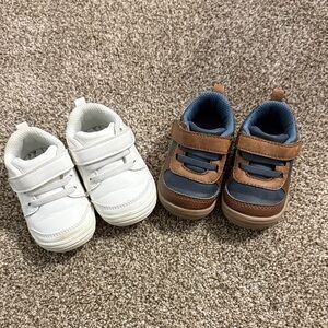 Stride Rite White and Brown Baby Sneakers